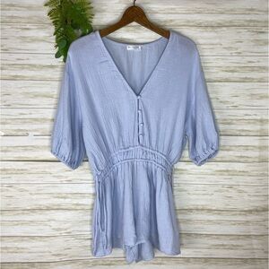 Shop Neighbor Light Blue Gauzy Cotton Romper